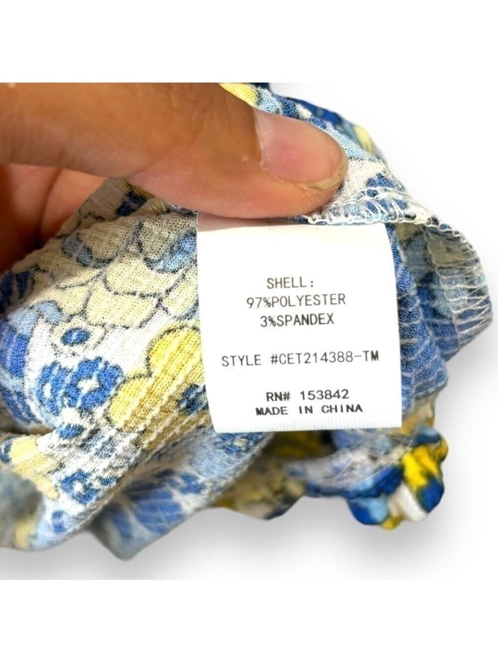 NWT Melloday Blue Yellow Floral Ruffle Top - Size Large - Picture 6 of 7